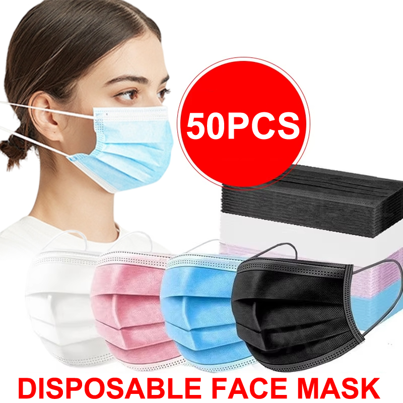 50 pçs máscara de 3 camadas má - Black Face Mask Pack avaliação e preço